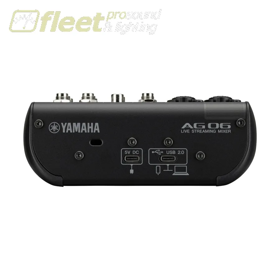 YAMAHA 6-CHANNEL LIVE STREAMING MIXER WITH USB AUDIO INTERFACE - BLACK AG06MKII B