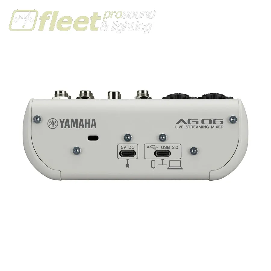 YAMAHA 6-CHANNEL LIVE STREAMING MIXER WITH USB AUDIO INTERFACE - WHITE AG06MKII W