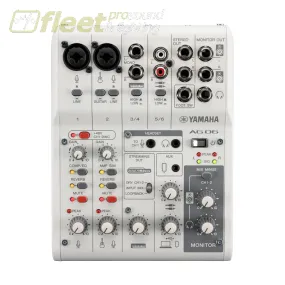 YAMAHA 6-CHANNEL LIVE STREAMING MIXER WITH USB AUDIO INTERFACE - WHITE AG06MKII W