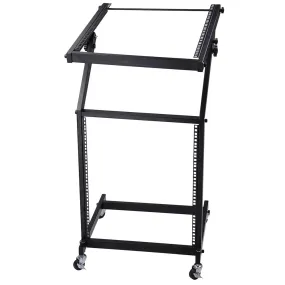 Yescom 19in 12U Space Rolling Audio Mixer Stand Cart Rack Mount